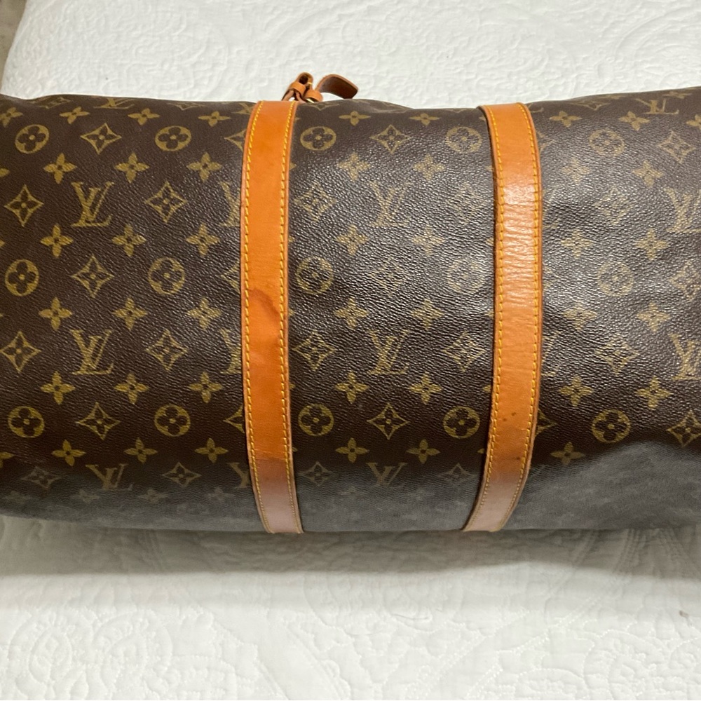 LV Louis Vuitton 50 Keepall Monogram Travel Bag w/ Luggage Tag